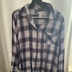 Croft & Barrow Purple Plaid Button-Up | Woman 1X | Soft & Cozy Classic